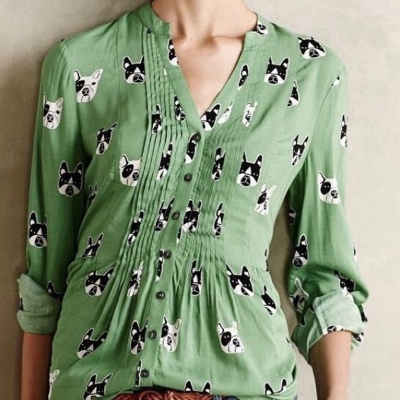 Maeve Tops - Maeve Green Dog Shirt